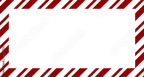 Candy cane christmas frame with blank space. Christmas border. Merry Christmas Candy cane frame card elements decoration. New Year picture frame ribbon. Xmas striped border. Banner or christmas card.