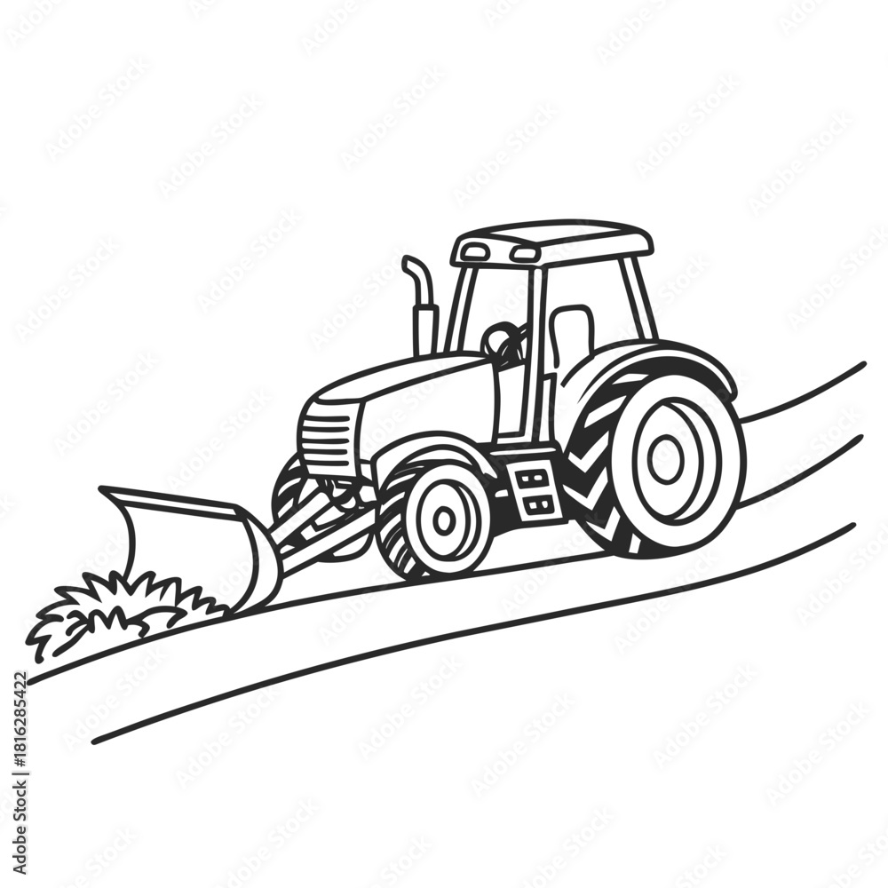 Naklejka premium Tractor with Plow 1