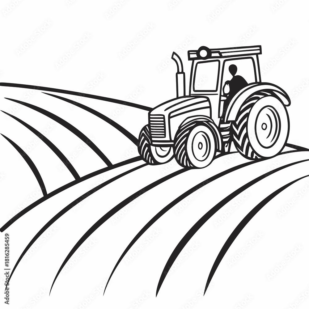 Naklejka premium Tractor in a Field 1