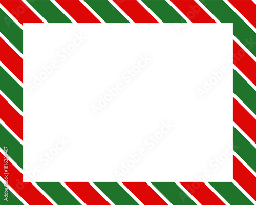 Candy cane christmas frame with blank space. Christmas border. Merry Christmas Candy cane frame card elements decoration. New Year picture frame ribbon. Xmas striped border. Banner or christmas card.