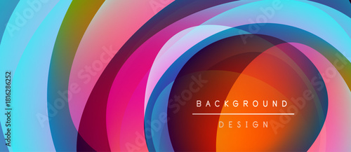 Abstract colorful layers create tunnel illusion. Vibrant hues blend, forming dynamic visual experience. Modern design element.