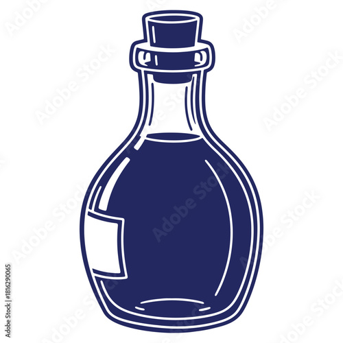 Dark Elixir Potion Bottle Isolated Against a White Background perfect for a magic or fantasy illustration theme