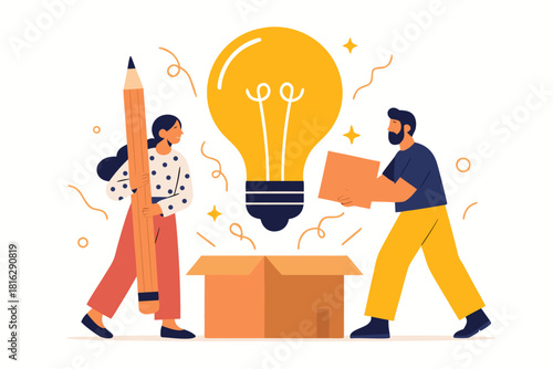 Creative team brainstorming innovative ideas, generating new concepts for business growth, teamwork brings bright solutions and success