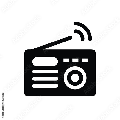 Vintage Radio Receiver with Broadcast Waves Symbol