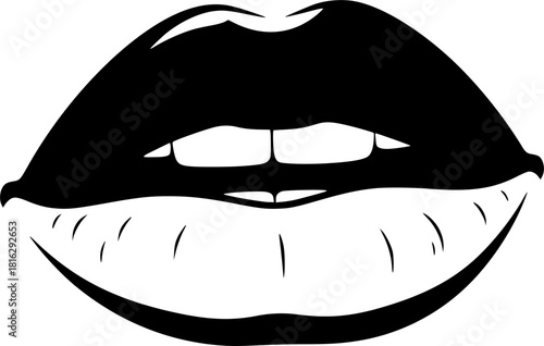 Lips | Black and White Vector illustration
