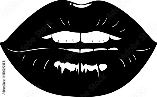 Lips | Black and White Vector illustration
