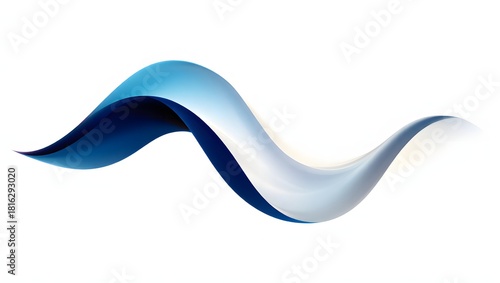 Fototapeta Naklejka Na Ścianę i Meble -  Abstract blue and white wave isolated on white background modern flowing shape with gradient colors for logo, banner, or design element