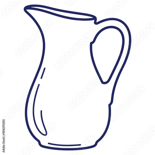 Elegant Outline Drawing of a Classic Pitcher for Drinks and Tableware in Vector Format
