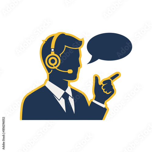 Customer service representative wearing headset assisting clients with support and communication needs