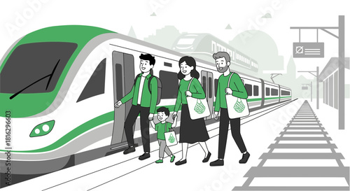 Family embarks on a sustainable journey with eco friendly train transportation system towards