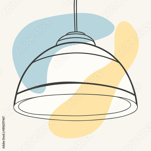 Minimalist line art drawing of a hanging pendant light fixture