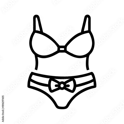 Outline icon of a twopiece womens bikini swimsuit isolated on