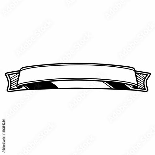 Black and white banner ribbon template isolated on