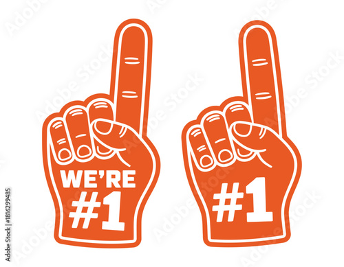 Orange Foam Finger Number One Vector Illustration, Sports Fan Merchandise, Team Spirit, Victory Celebration, and Enthusiastic Cheering Concept