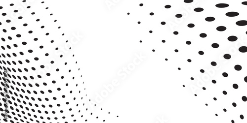 Vector dot black and white panoramic paper image. illuatration modern.