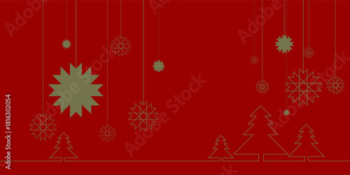 Modern Christmas geometric background with simple line elements. Creative abstract Xmas design. Vector illustration