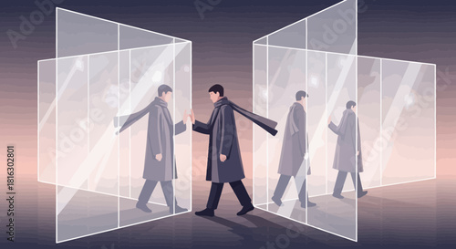 Navigating barriers: An artistic representation of challenges and isolation concept