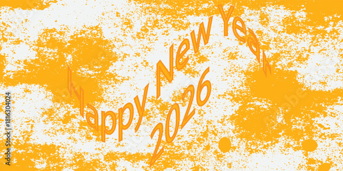 grunge background happy new year 2026 white yellow. eps 10