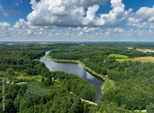 Fototapeta Naklejka Na Ścianę i Meble -  Lakes, forests and fields, summer landscape of Warmia and Mazury, Poland