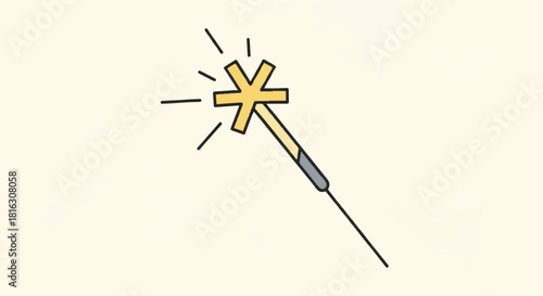 Magical Sparkler Wand Icon Vector Illustration of a Star-Shaped Sparkler for Celebrations