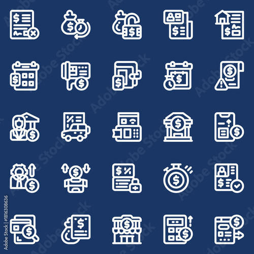 Financial Icons Set Illustrative collection of money, banking, and investment related symbols, perfect for business and finance infographics