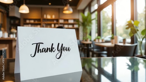 Gratitude Card – Elegant Cafe Thank You Greeting for Hospitality Blogs, Social Media, and Customer Service Presentations