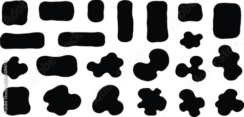 Collection of black ink blot shapes and silhouettes for design elements and creative graphic resources