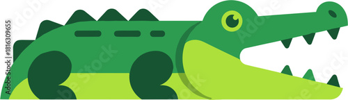 Cartoon Alligator Illustration with Open Mouth and Sharp Teeth.