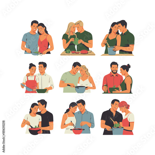 Couples cooking together in kitchen scenes diverse pairings and activities food