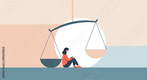 Flat Design Illustration of Work-Life Balance and Justice Concept