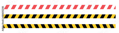 Warning Stripe with Yellow, Black, and Red Diagonal Lines, Safety, Hazard, and Danger Ribbon Symbol for Roads 