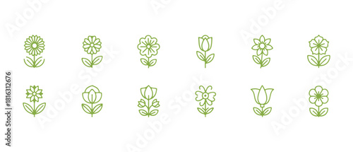 Flora line emblem isolated on a white background vector design