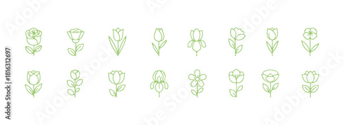 Flower outline icon detached on a white background vector depiction

