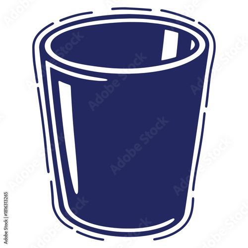 Vector illustration of a vibrant blue glass tumbler with outline on a clean white backdrop providing a modern feel
