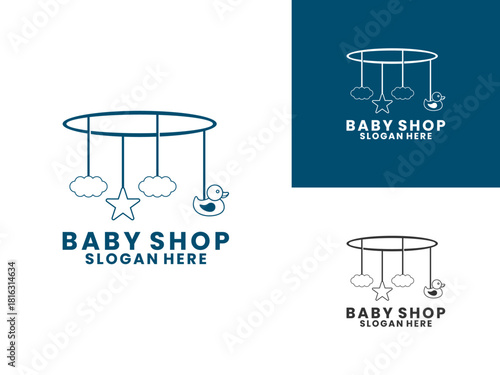 baby toy illustration logo design vector template. baby shop logo design vector template