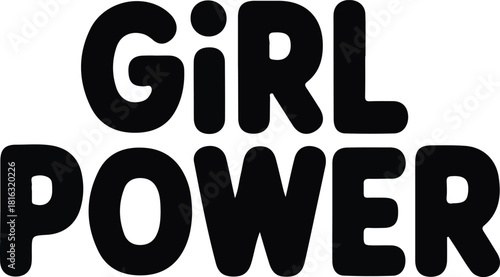 Girl Power bold feminist slogan graphic, Bold black “Girl Power” text graphic symbolizing feminism, empowerment, confidence, and motivation, ideal for campaigns, posters, and inspirational themes.

