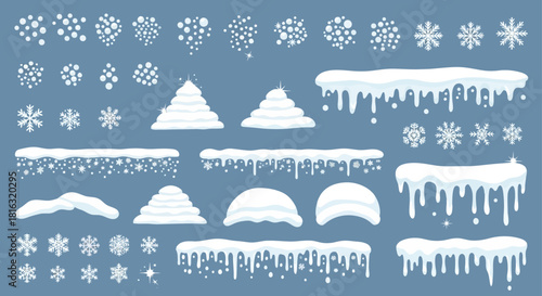 Winter Snow and Icicle Elements Set – Frosty Seasonal Decorations
