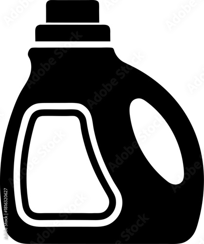 Laundry detergent bottle silhouette vector black , white background
