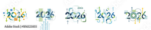 Technology Growth Future Development 2026 Vector Collection Modern Flat Design for Innovation Digital Progress