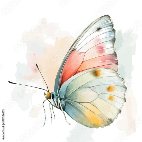Watercolor_style_painting_of_hand_painted_butterfly_Simple Hand-painted watercolor style, vectorized, painting style, vector set available in EPS