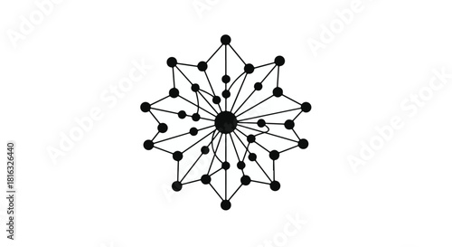 Intricate geometric network radiating from a central point, symbolizing connection and data flow.