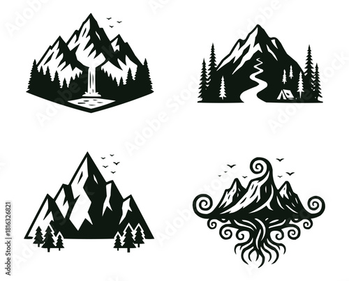 Mountain Silhouette Vector Collection
