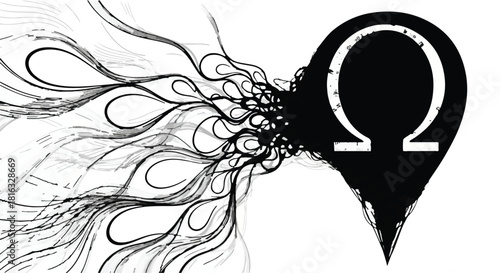 Abstract symbol erupting with creative energy and flowing lines