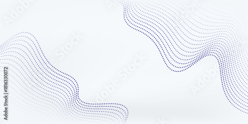 Wave line of flowing particles abstract vector design dotted background, smooth curvy shape dots fluid array. particle art nice futuristic