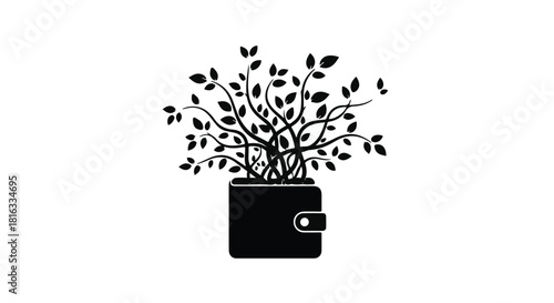 Growing wealth from a wallet, symbolizing financial growth and investment