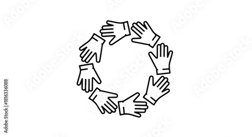Hands in a circle symbolizing unity and teamwork