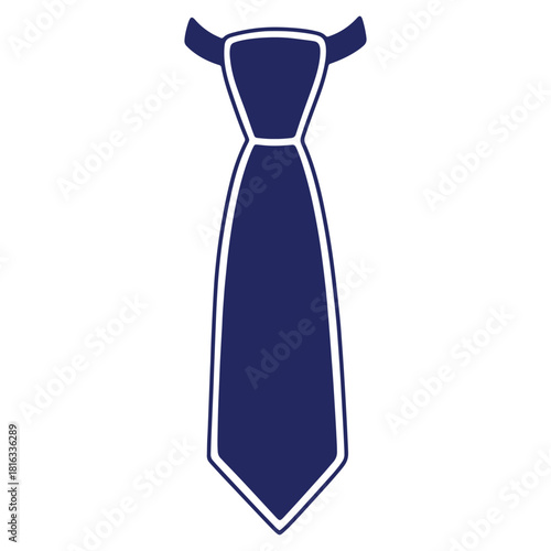 Elegant dark blue tie illustration for professional attire representing sophistication and corporate style with clean white outline on white backdrop