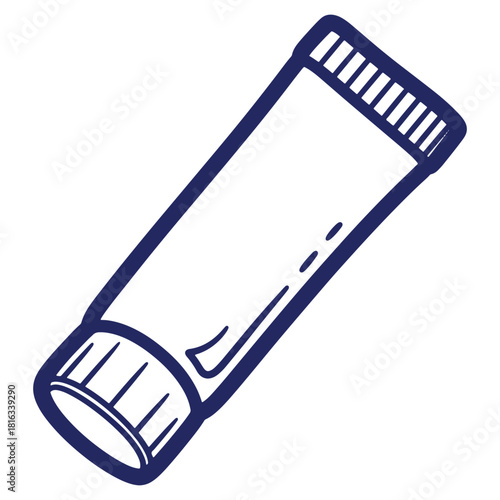 Hand Drawn Tube of Cream or Ointment for Health or Beauty Needs in Blue Line Art