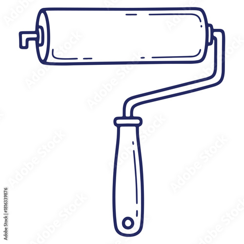 HandDrawn Style Illustration of Paint Roller for Wall Decorating and DIY Projects with Simplicity and Creativity