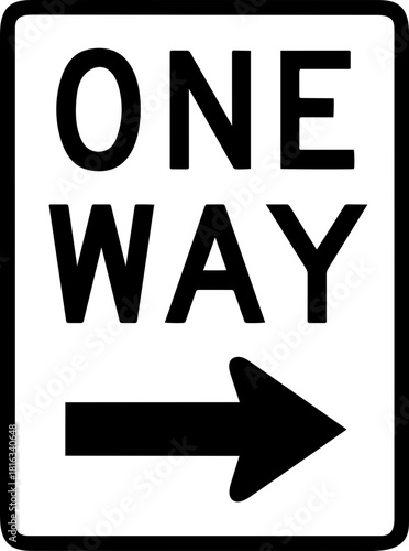 Traffic Sign Indicating a One-Way Street Guidance and Direction for Drivers